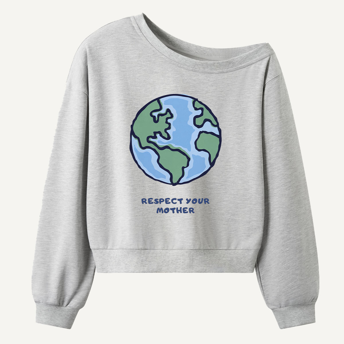 Respect Your Mother Earth Women Off Shoulder Sweatshirt