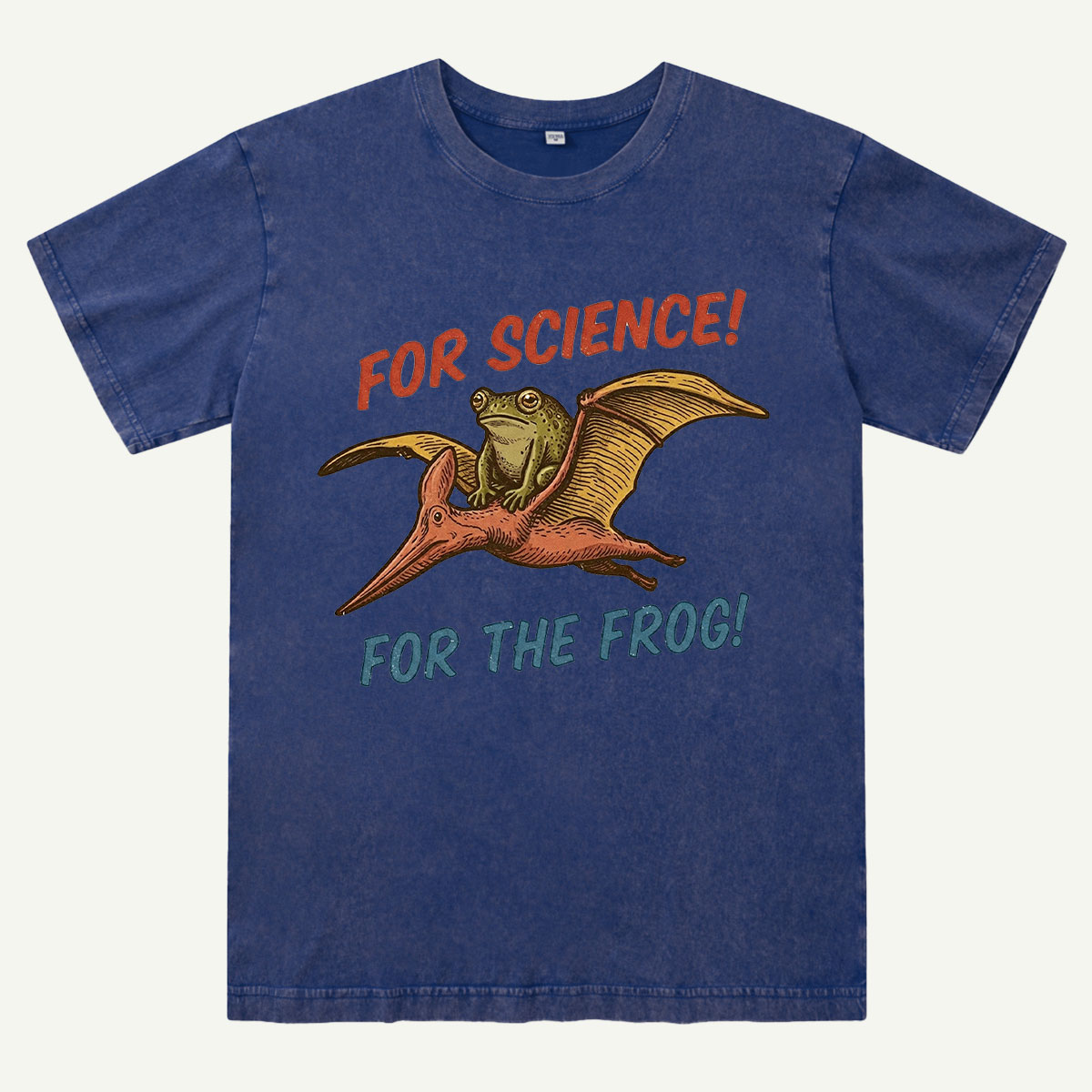 For Science Frog Riding Pterosaur Washed T-Shirt