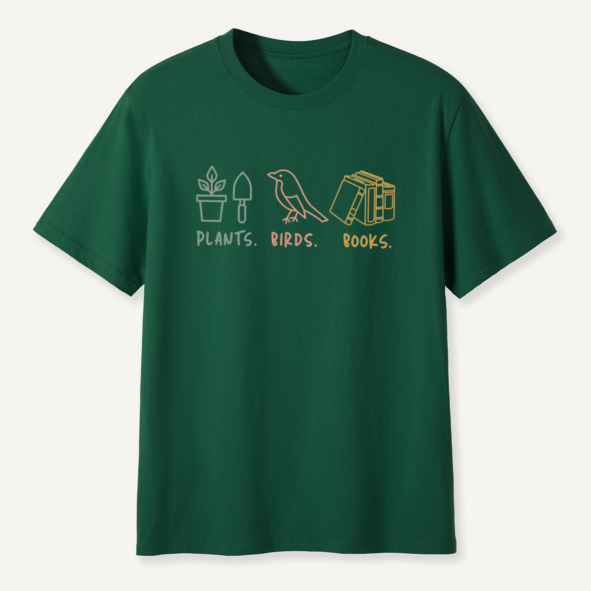 MDCTBYWY26071707Plants, Birds,Books T-Shirt