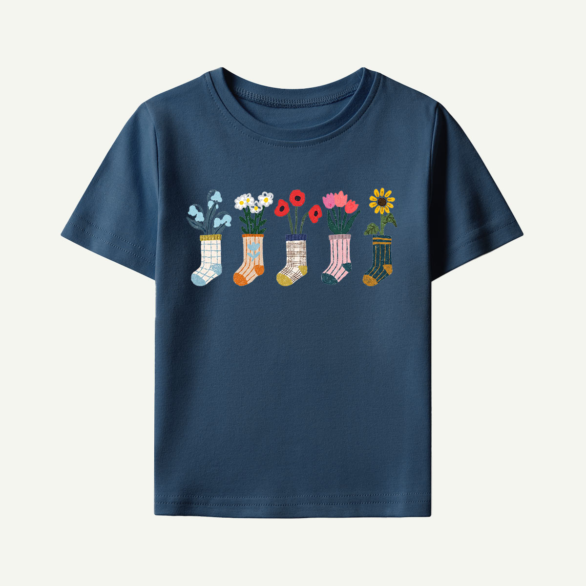 Sock Flower Garden Mint Kids T-Shirt