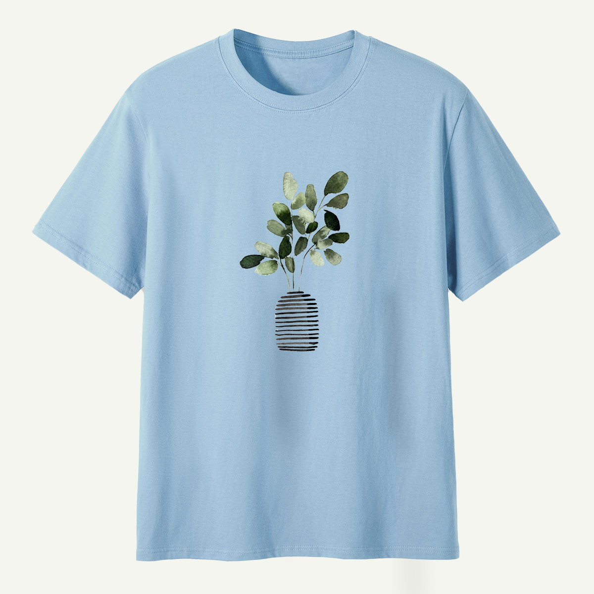 Botanical Leaves In Striped Vase T-Shirt