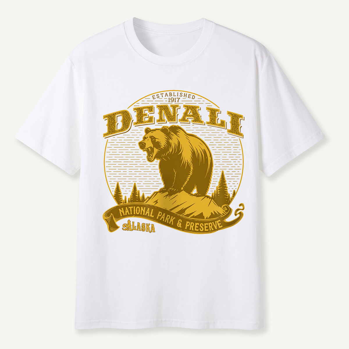 Denali National Park Bear Alaska Badge T-Shirt