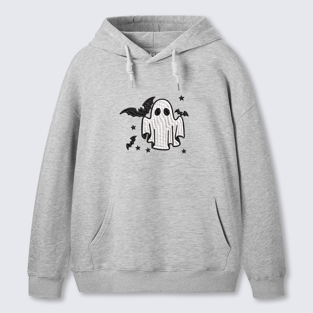 Tiny Ghost Embroidered Cotton Hoodie