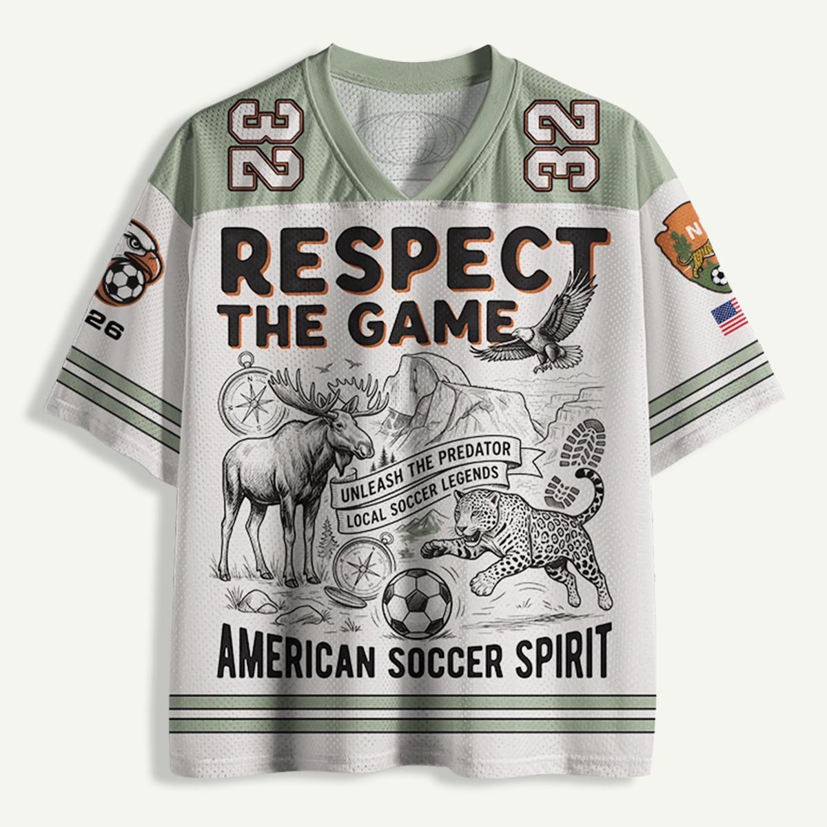 Respect the Game Eagle Goat Jaguar Soccer Mesh Jersey