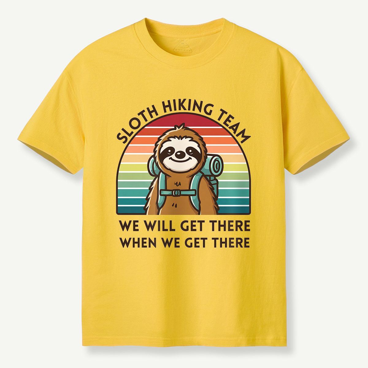 Sloth Hiking Team Retro Sunset T-Shirt