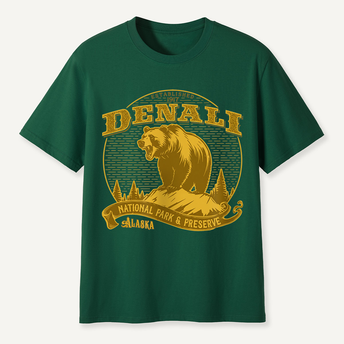 Denali National Park Bear Alaska Badge T-Shirt