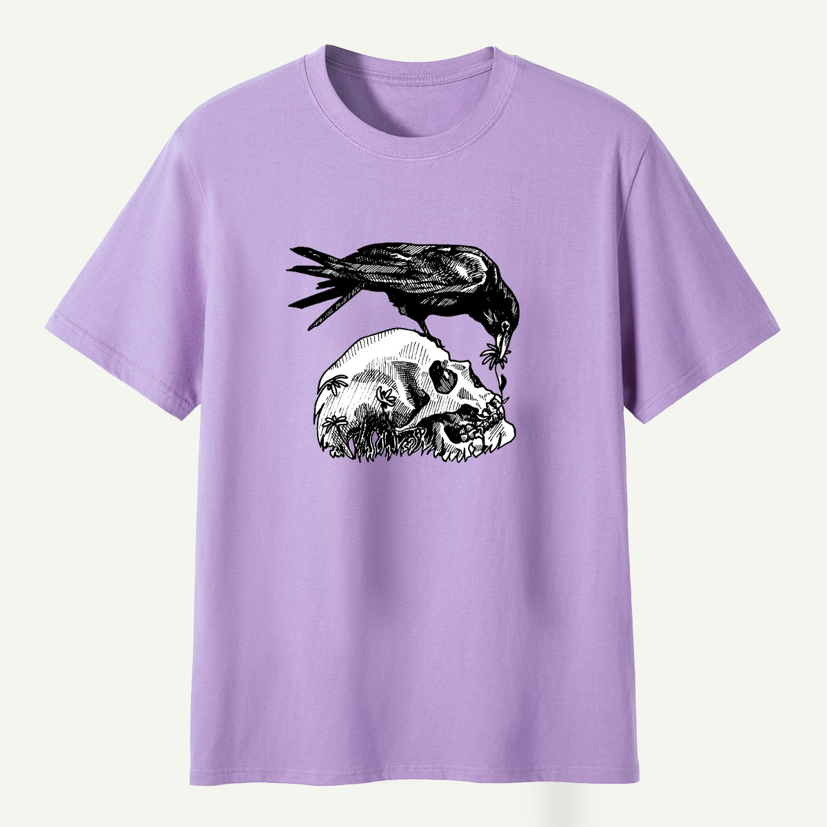 Raven Perched On Skull T-Shirt