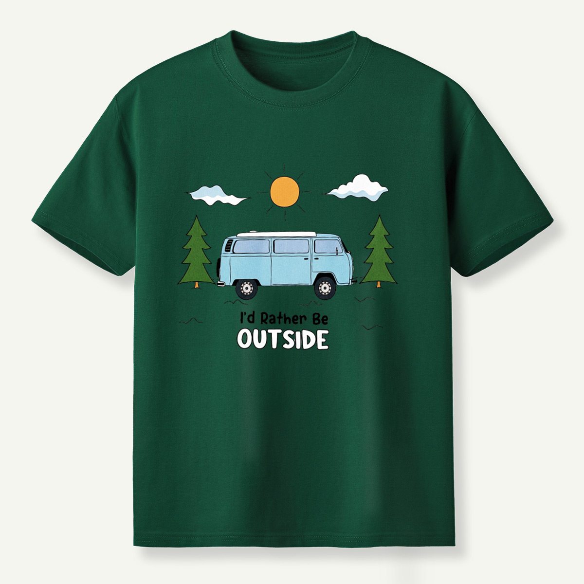 Id Rather Be Outside Camper Van Forest Sunset T-Shirt