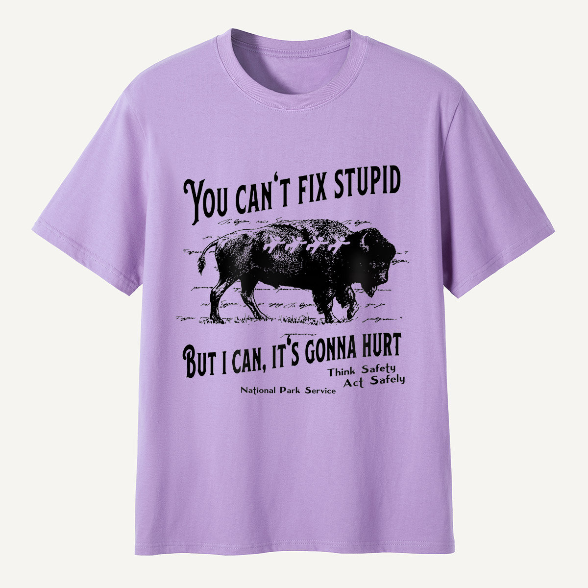 You Can’t Fix Stupid Bison Safety Warning T-Shirt
