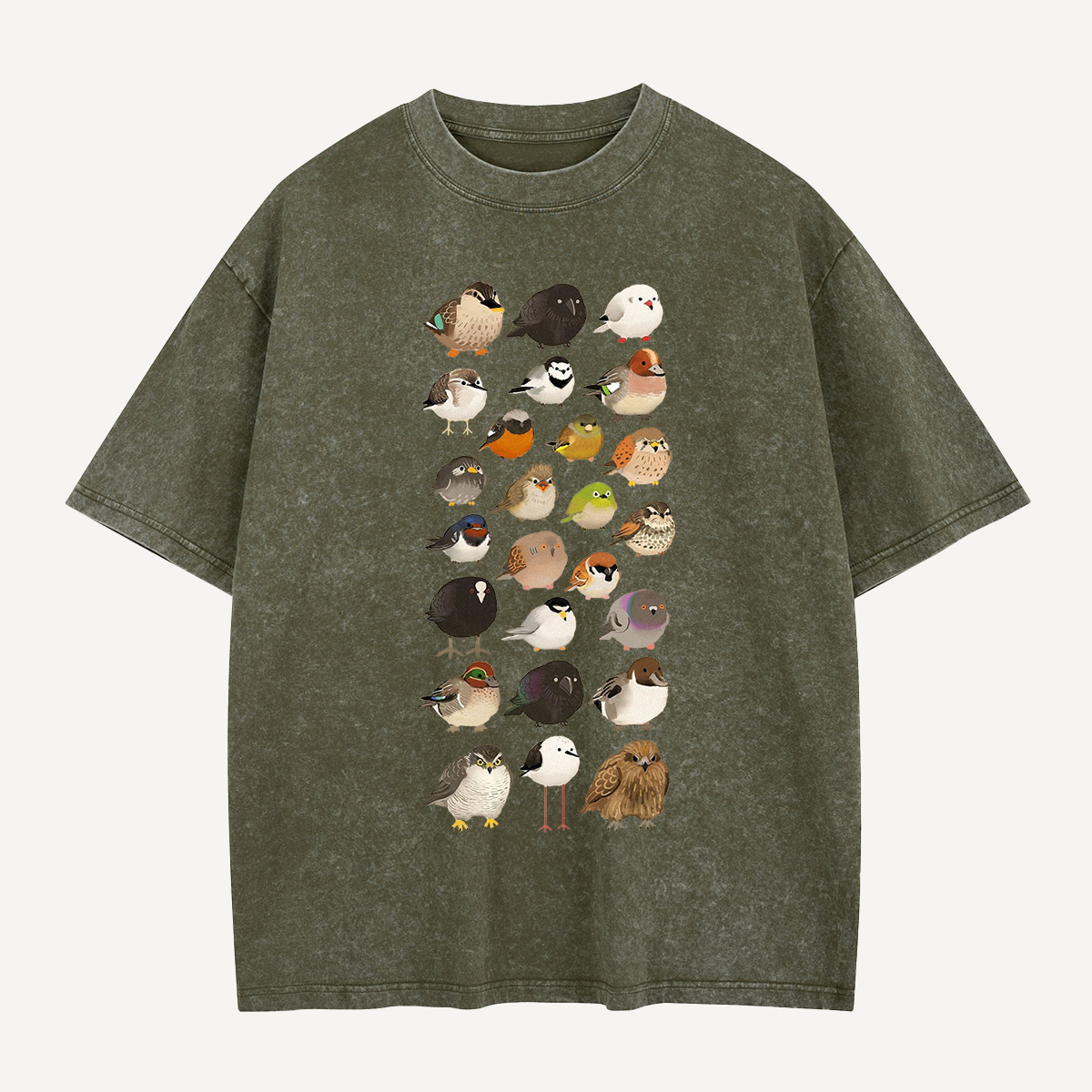 Bird Species Illustration Washed T-Shirt