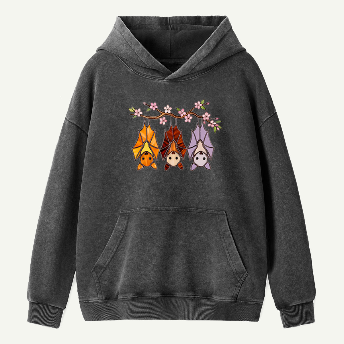 Cherry Blossom Bat Trio Washed Hoodie