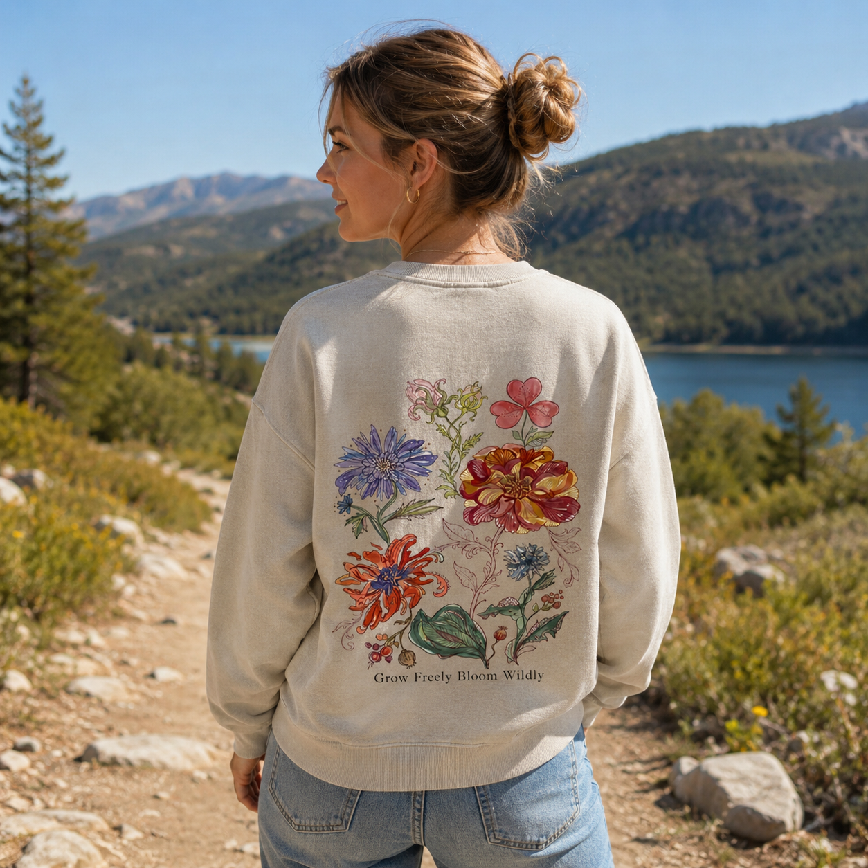 Grow Freely, Bloom Wildly Washed Sweatshirts
