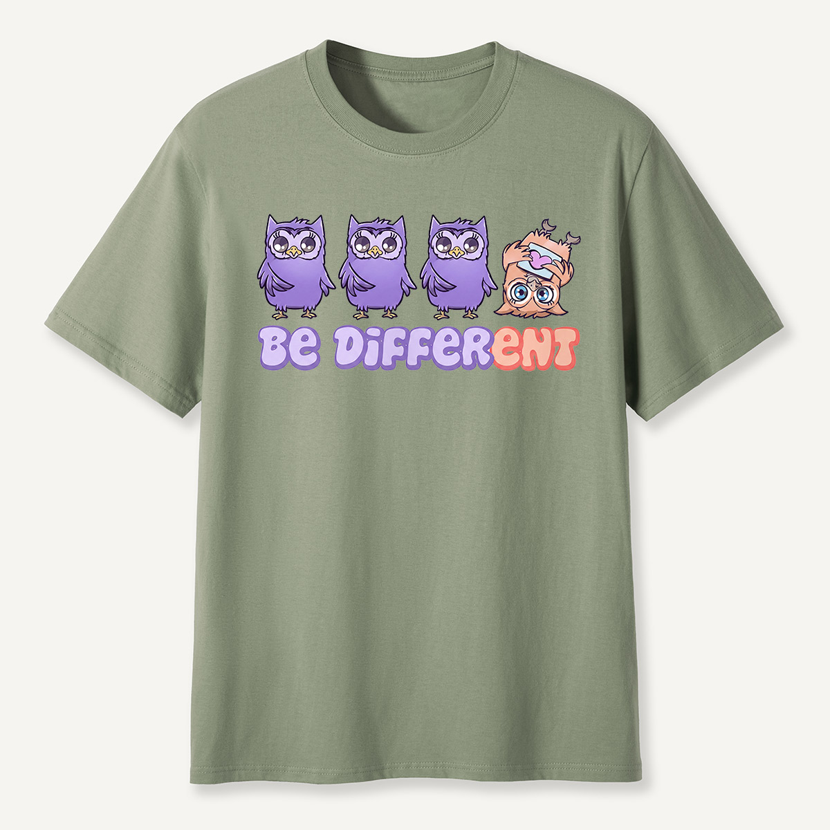 Be Different Cute Purple Owls  T-Shirt