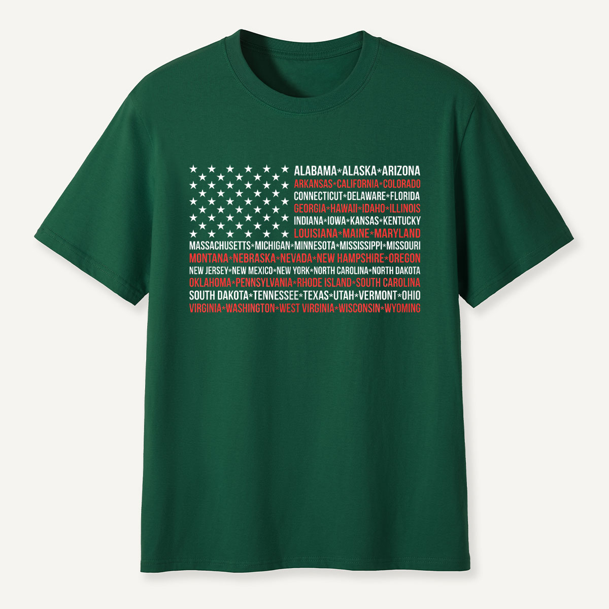 United States Flag with All 50 States Names T‑Shirt
