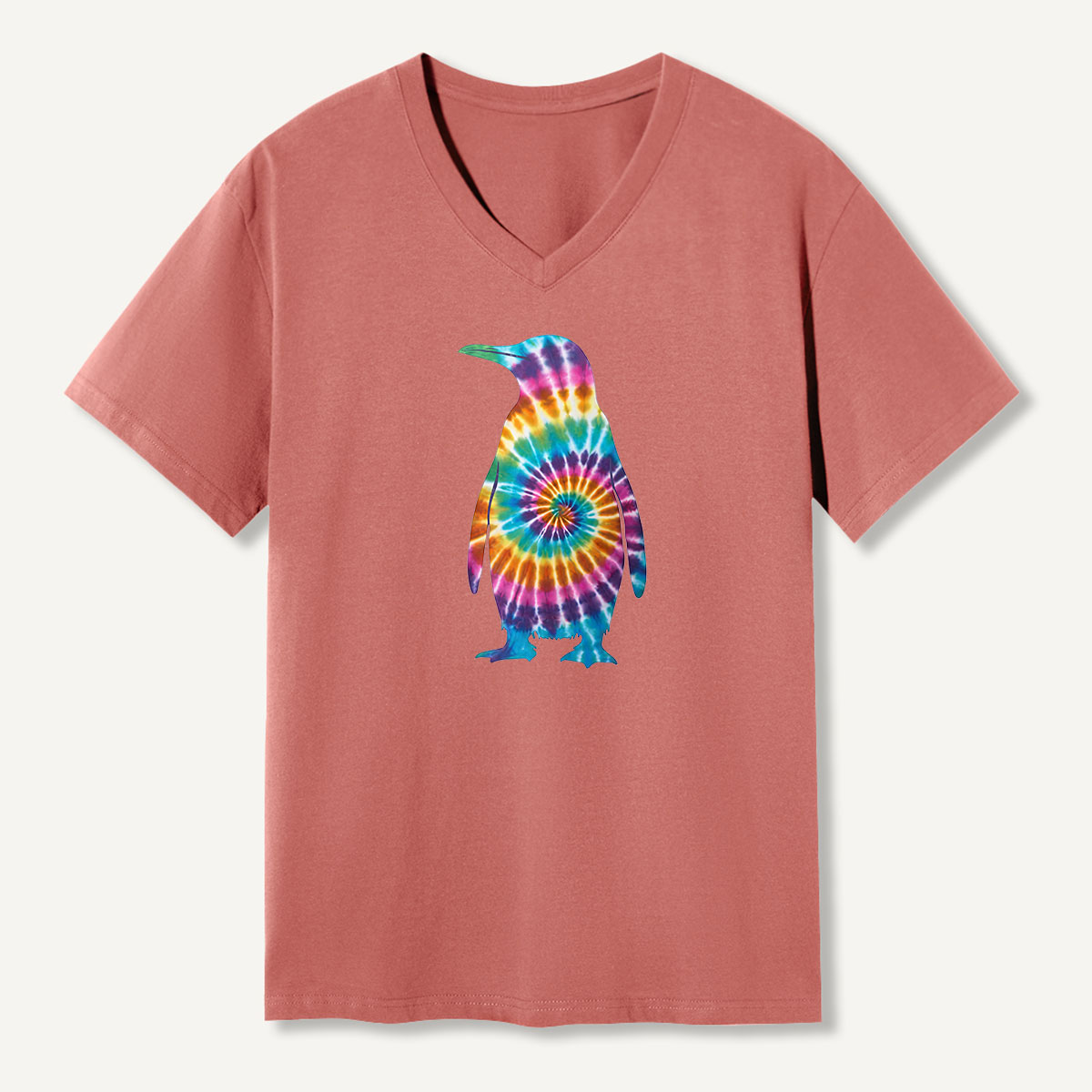 Tie Dye Penguin Retro Swirl V-neck T-Shirt