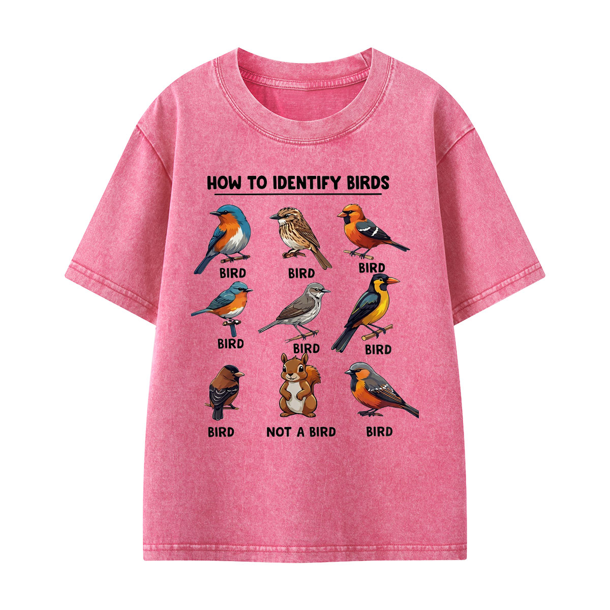 Funny Bird How to Identify Birds Kids Washed T-Shirt