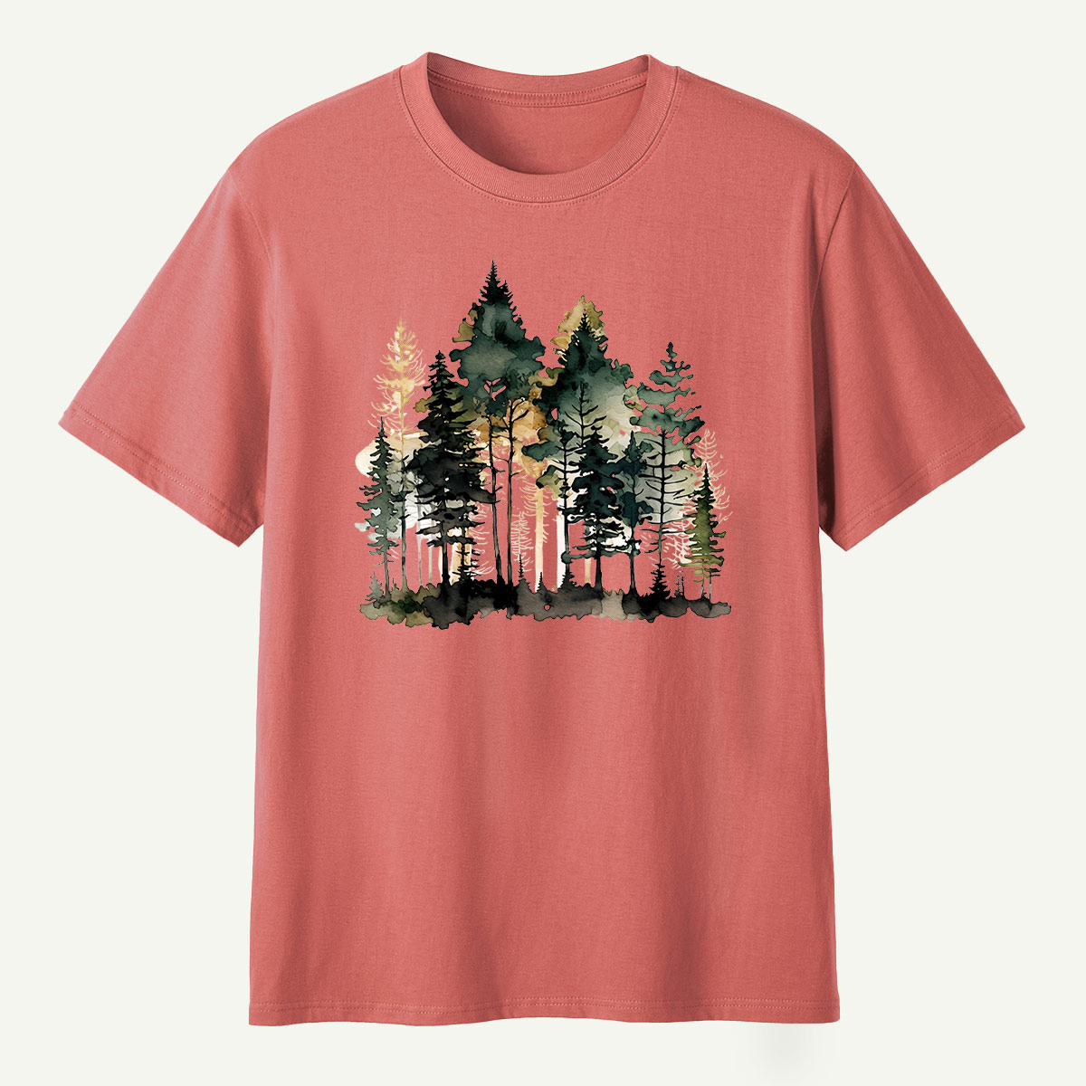 Watercolor Pine Forest Landscape T-Shirt