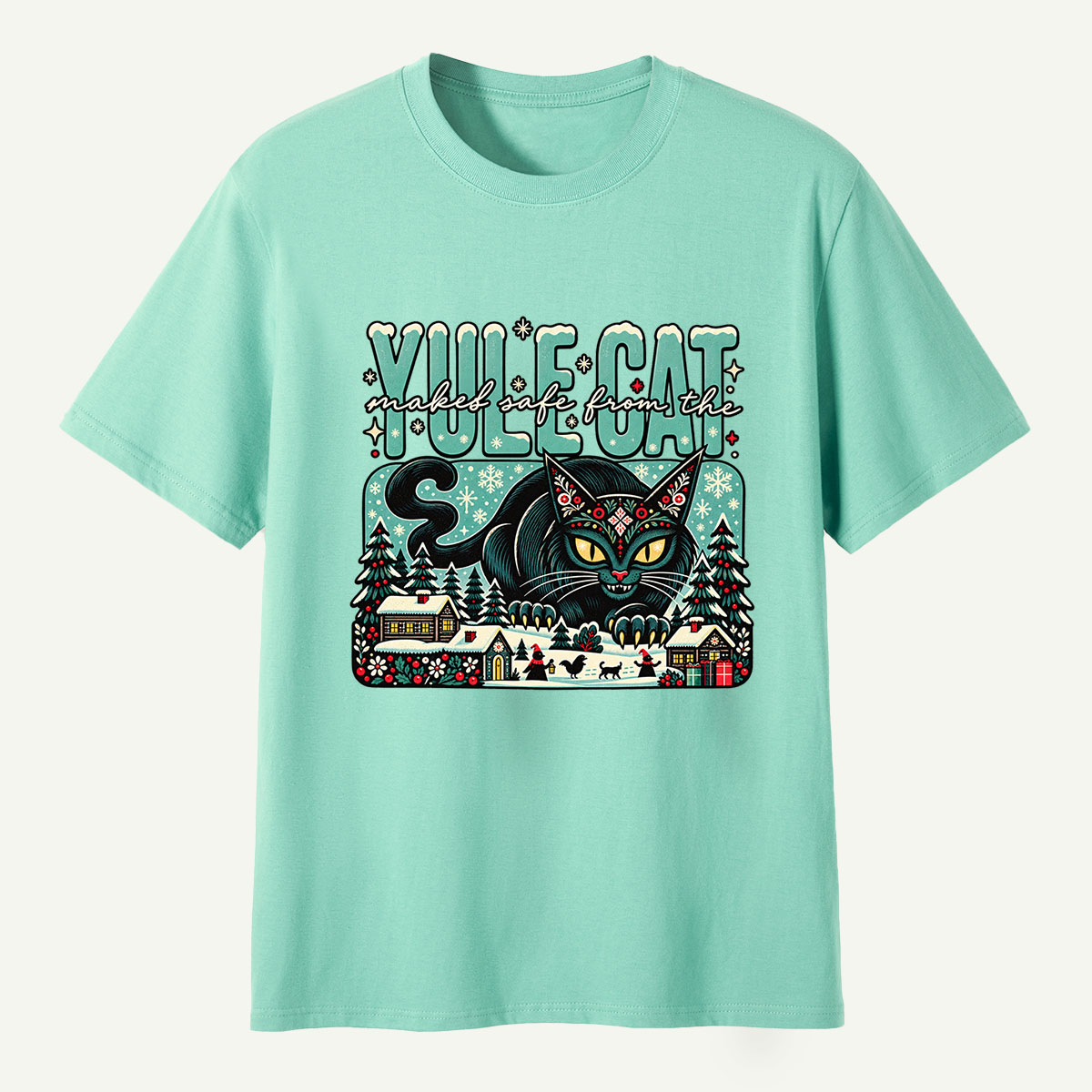 Yule Cat Naked Safe From The Christmas Cat T-Shirt