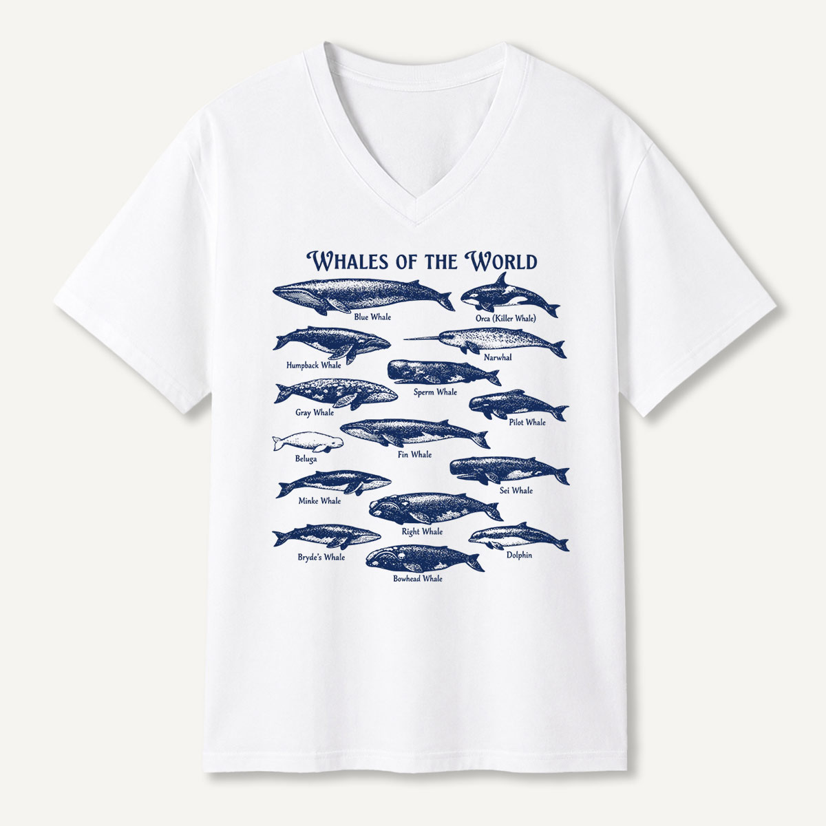 Whales Of The World Marine Guide V-neck T-Shirt
