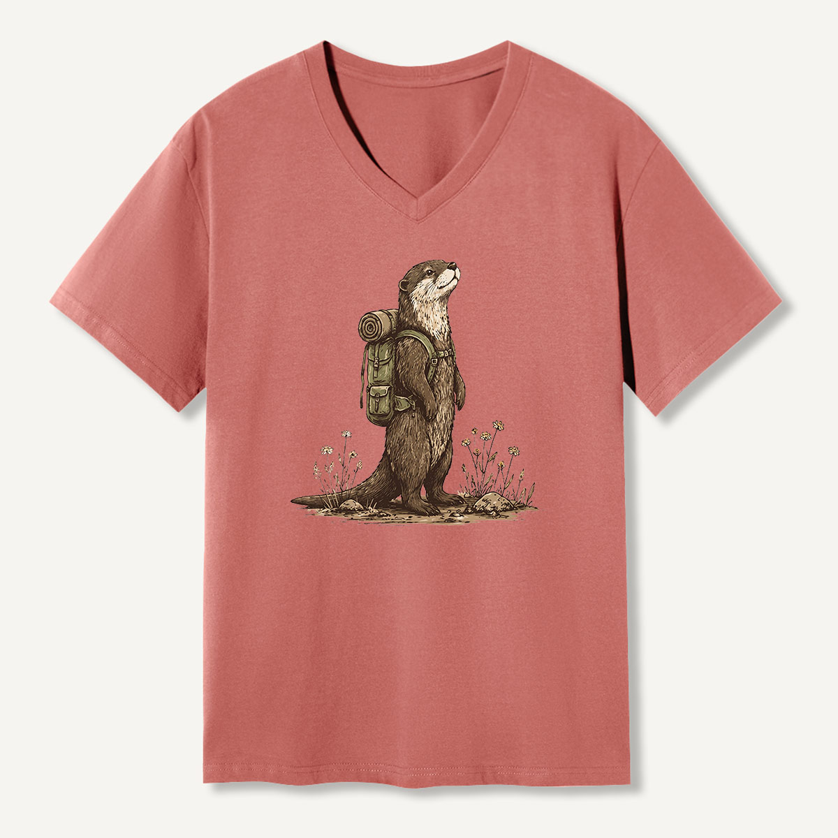 Woodland Owl Vintage Sketch V-neck T-Shirt