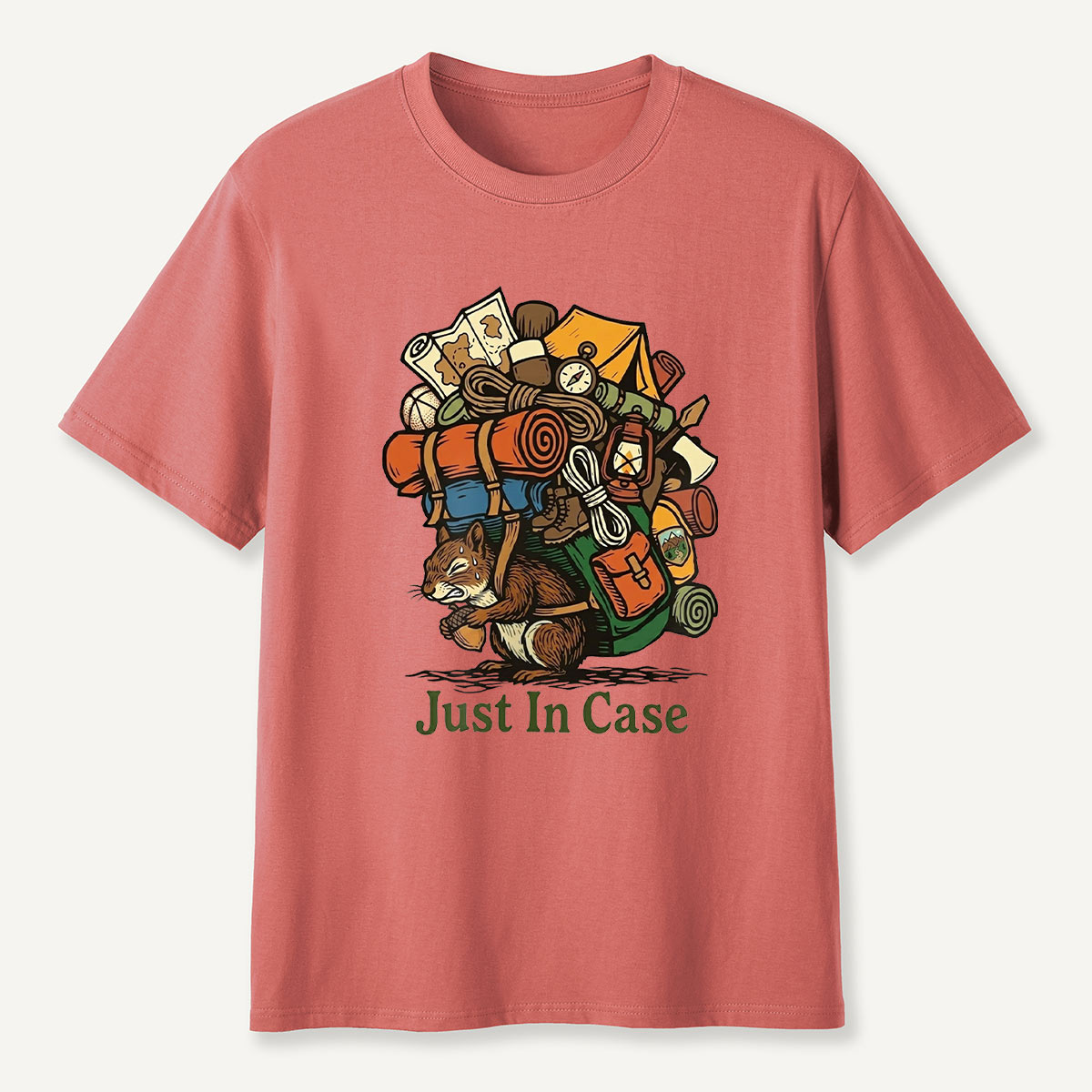 Squirrel Carrying Camping Gear Just In Case T-Shirt