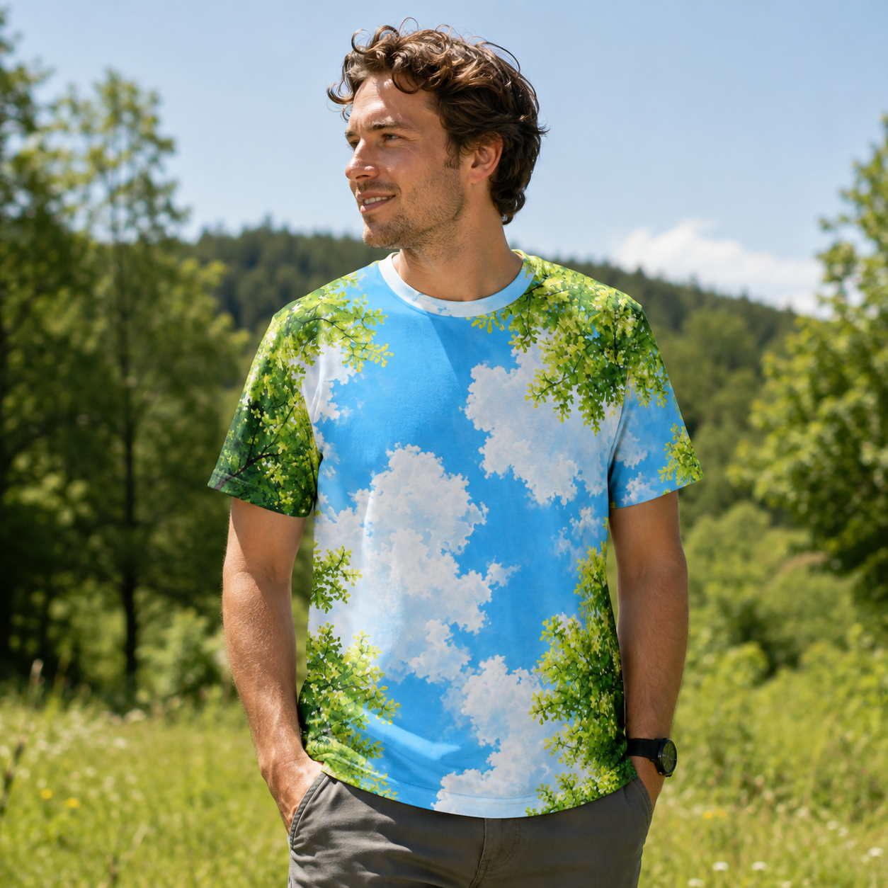 Blue Sky Through The Trees Premium Pure Cotton Tee