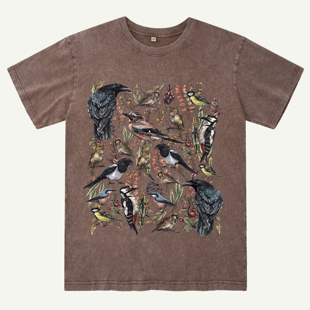 Vintage Wild Birds Botanical Washed T-Shirt