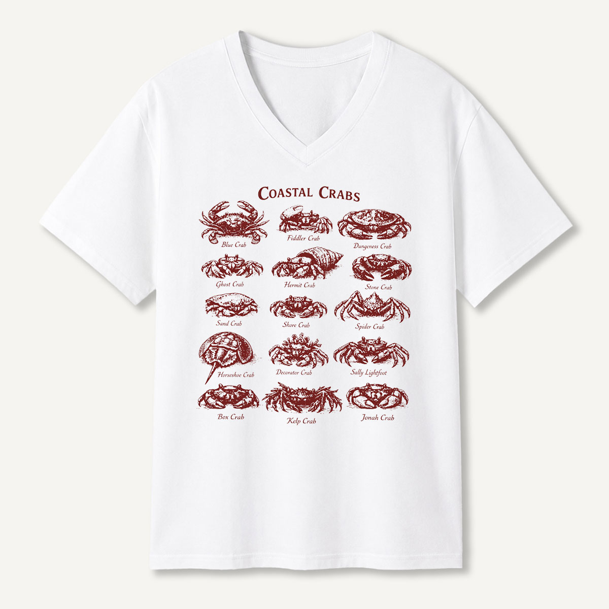 Coastal Crabs Marine Field Guide V-neck T-Shirt