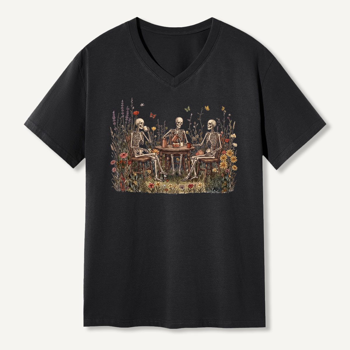 Woodland Garden Tea Party V-neck T-Shirt