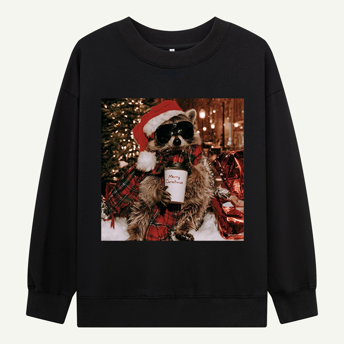 Merry Christmas Cool Raccoon With Holiday Coffee Sweatshirts
