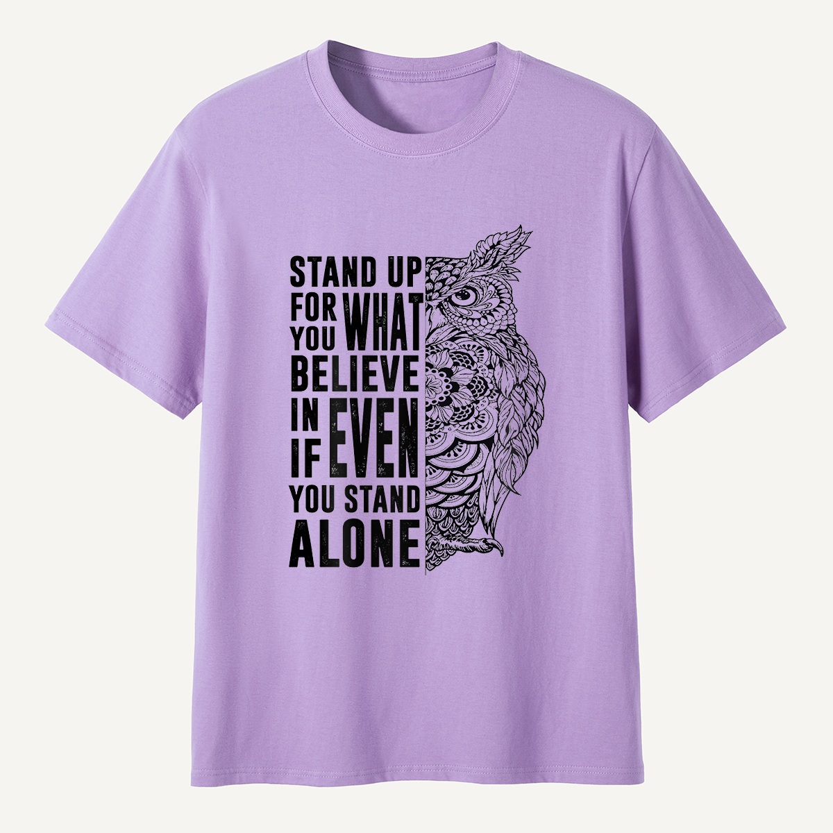 Stand Up for What You Believe Owl Half Mandala T-Shirt