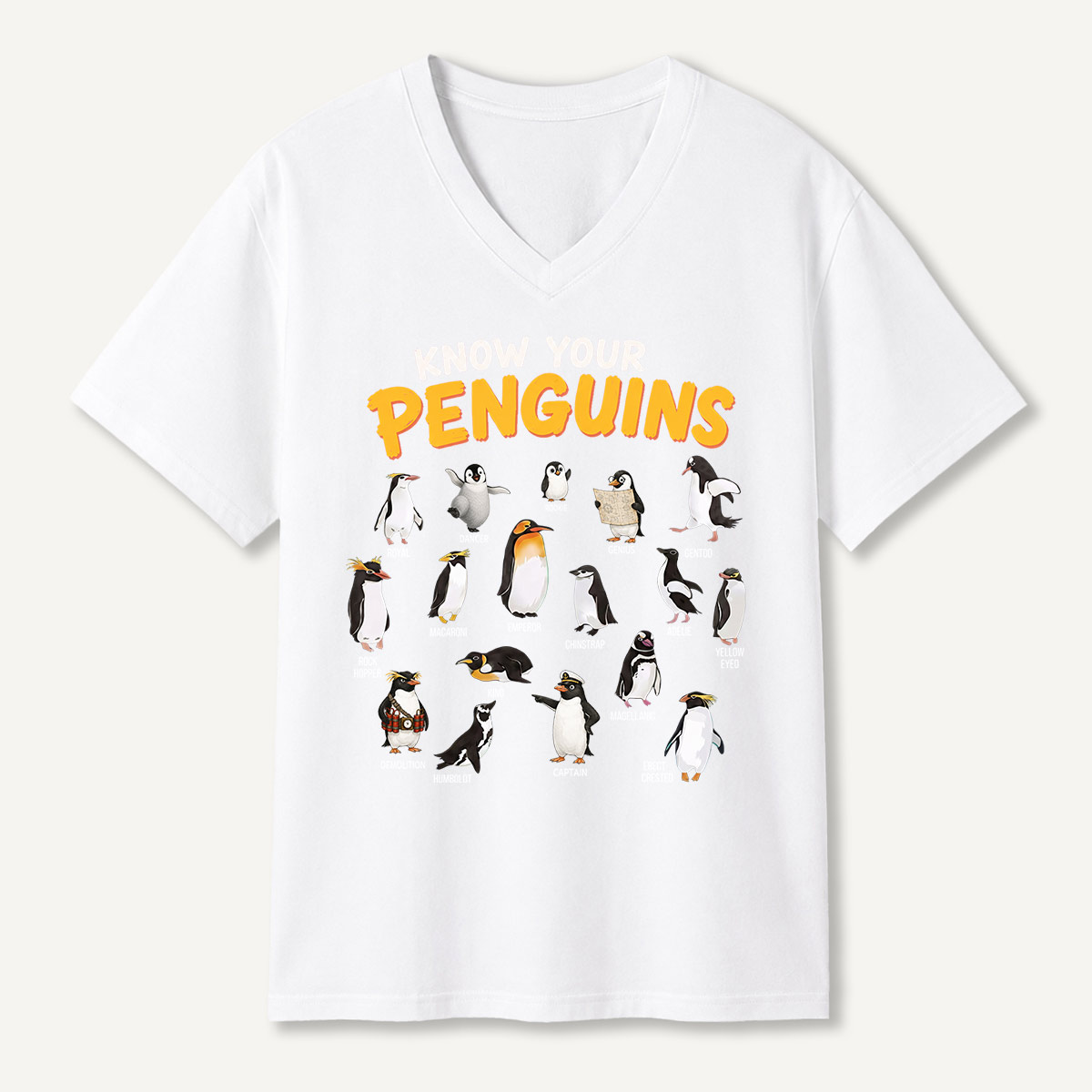 Know Your Penguins Penguin Species V-neck T-Shirt