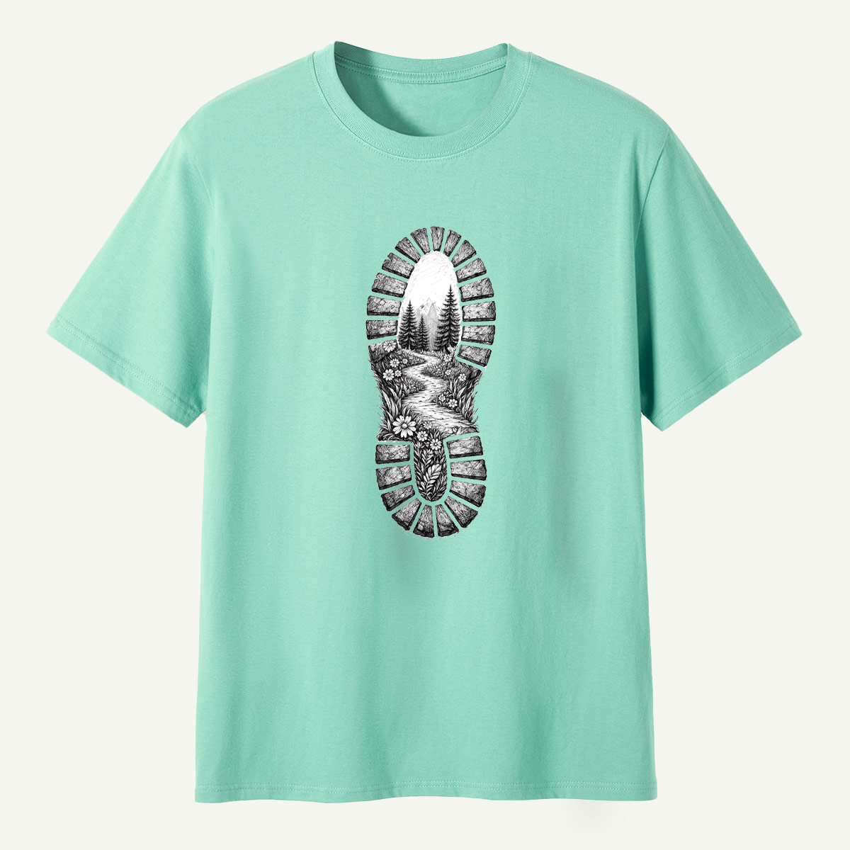 Hiking Boot Trail Sole Print T-Shirt