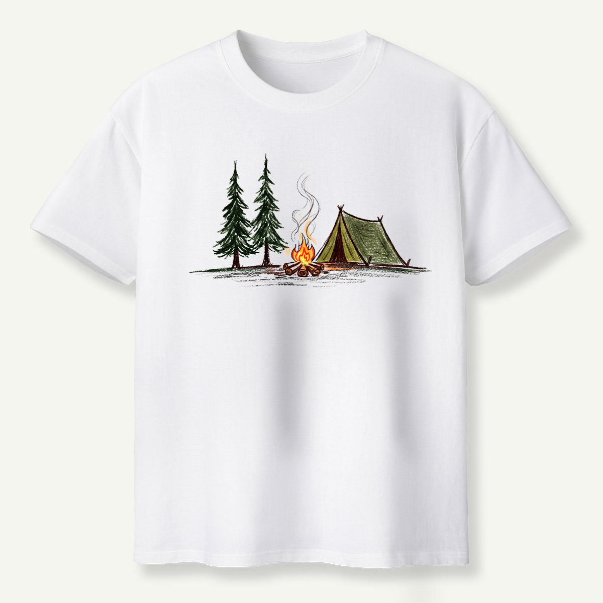 Campfire Tent Pine Forest Escape T-Shirt