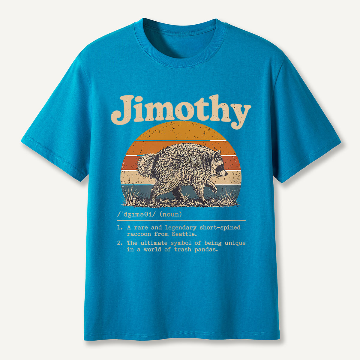 Jimothy Definition Retro Sunset Raccoon T-Shirt