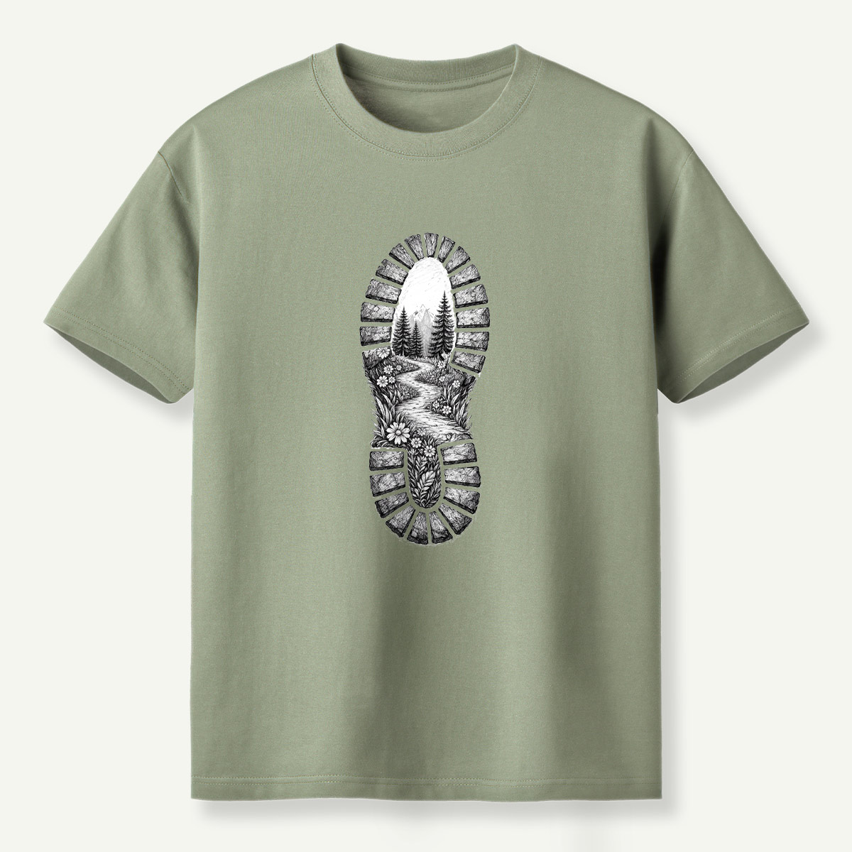 Hiking Boot Trail Sole Print T-Shirt