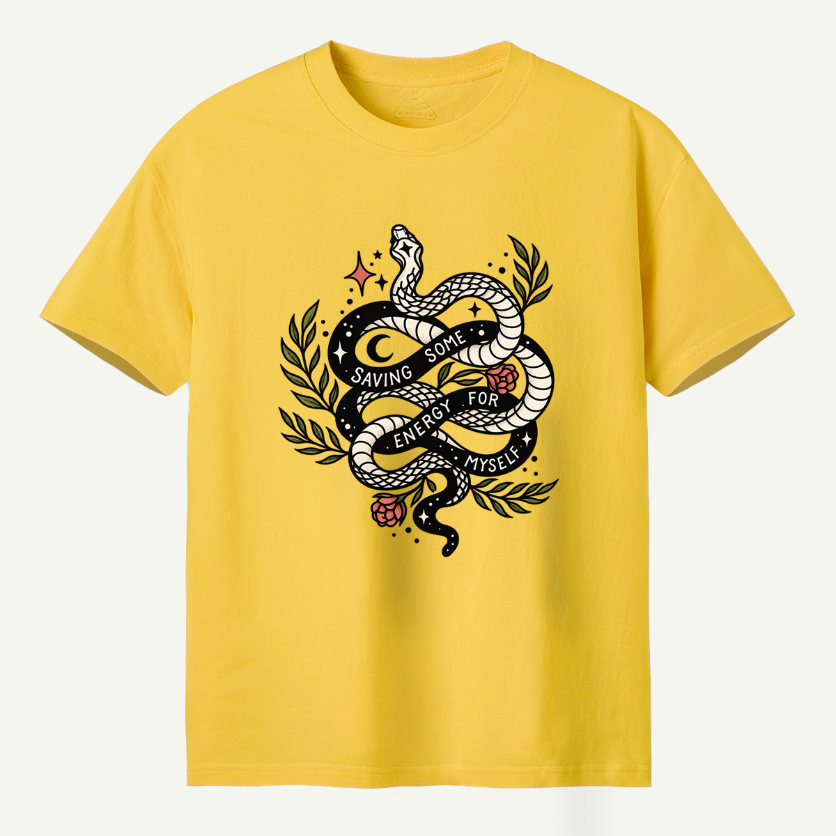 Saving Some Energy For Myself Snake Rose Celestial Design T-Shirt