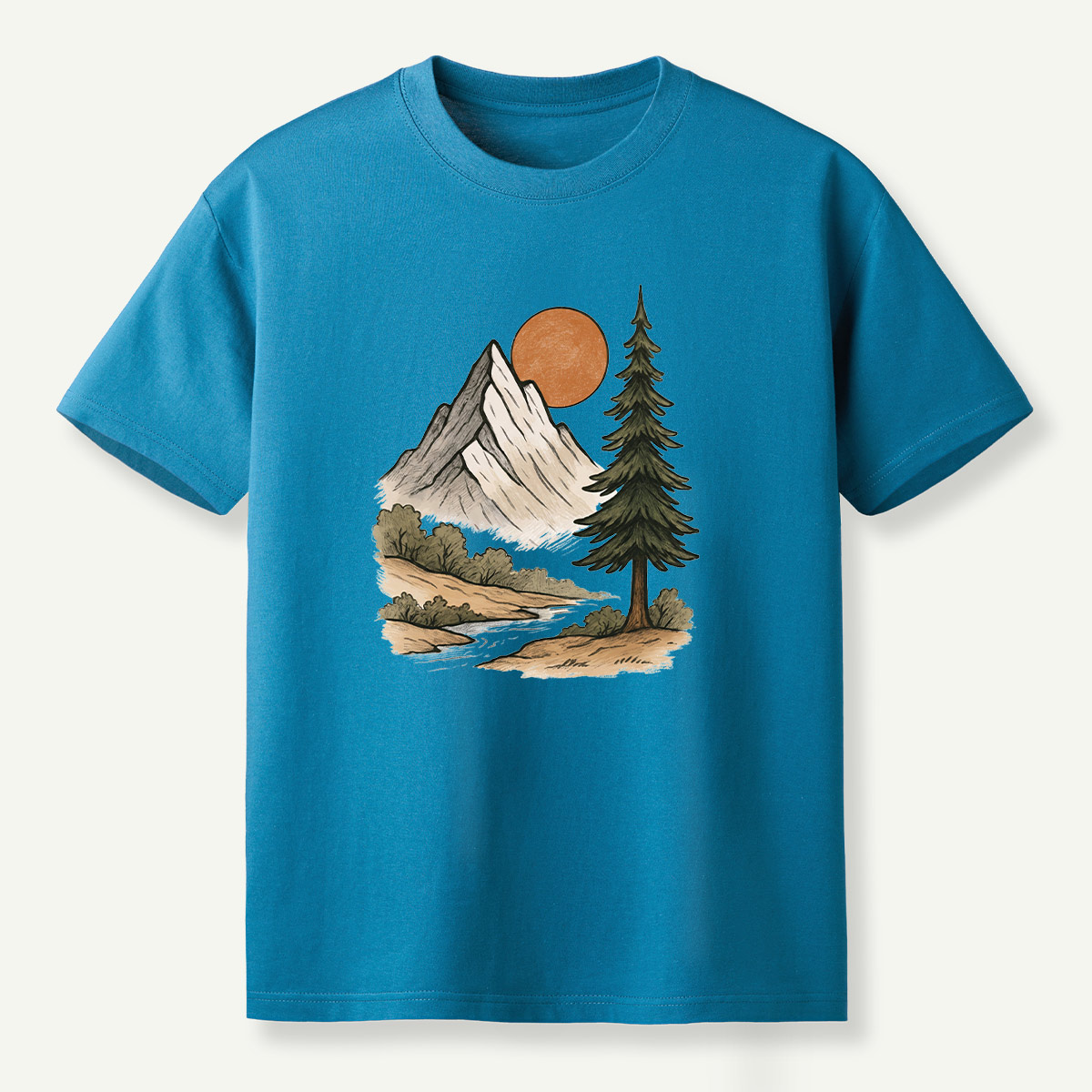 Mountain Sunset Pine River Landscape T-Shirt
