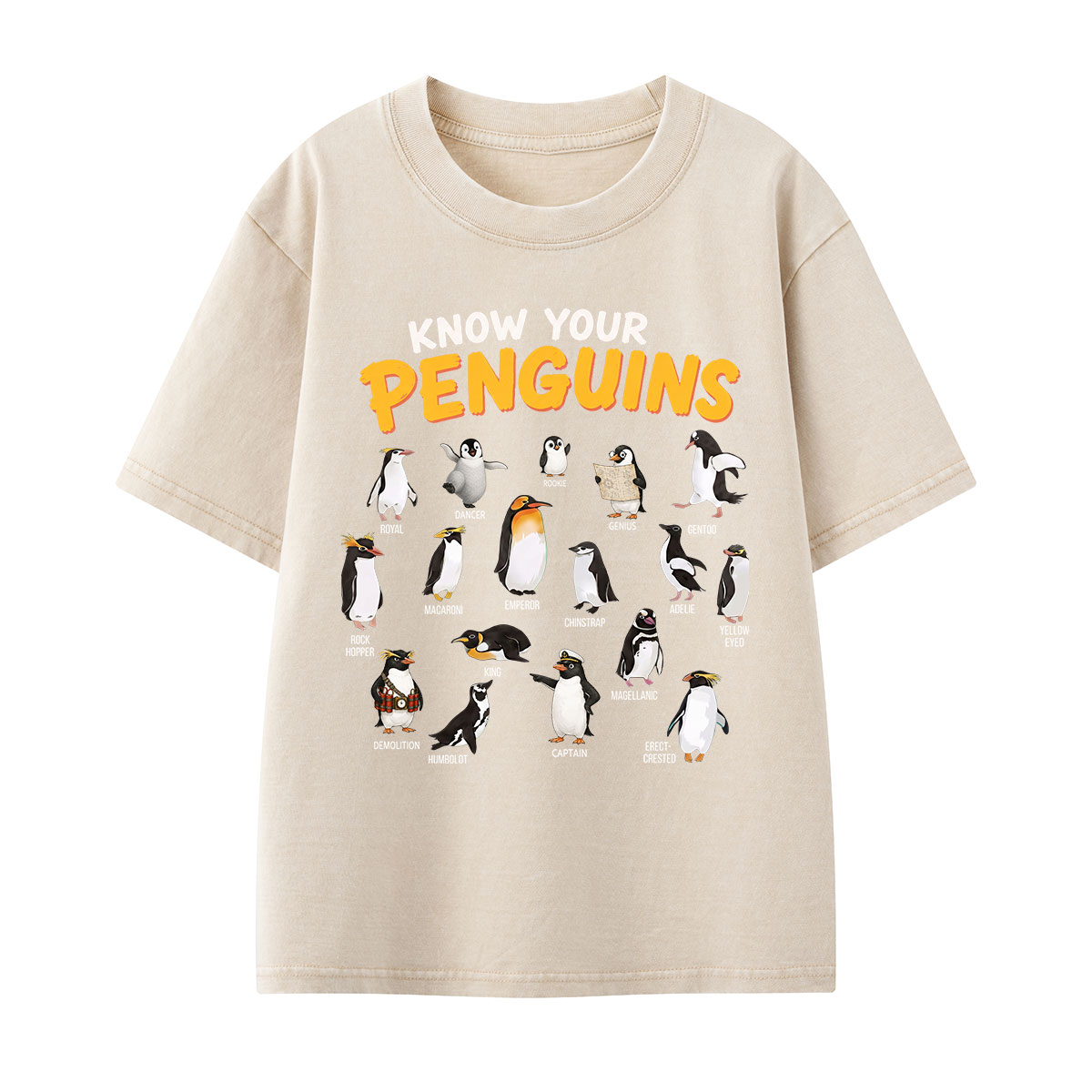 Know Your Penguins Penguin Species Kids Washed T-Shirt