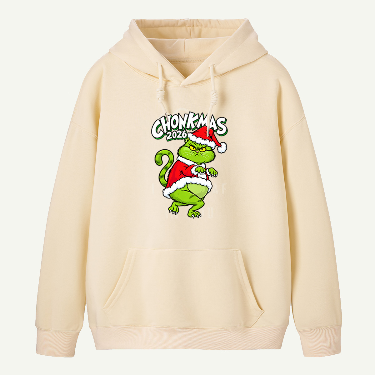 Chonkmas 2026 Chubby Green Christmas Creature In Santa Outfit Hoodie