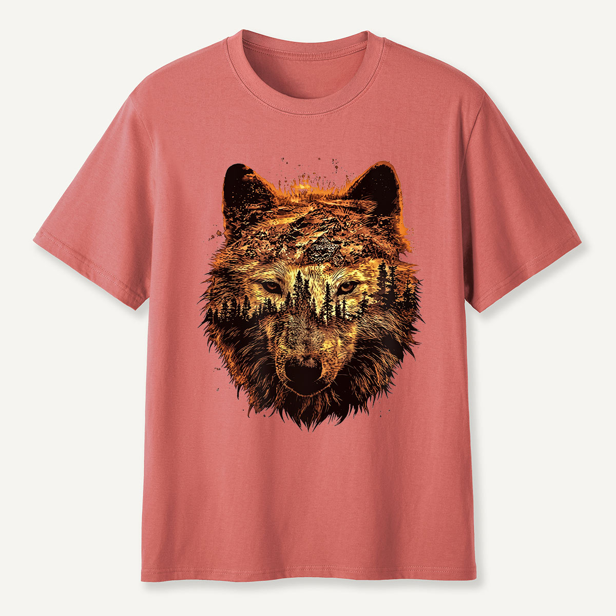 Double Exposure Wolf Forest T-Shirt