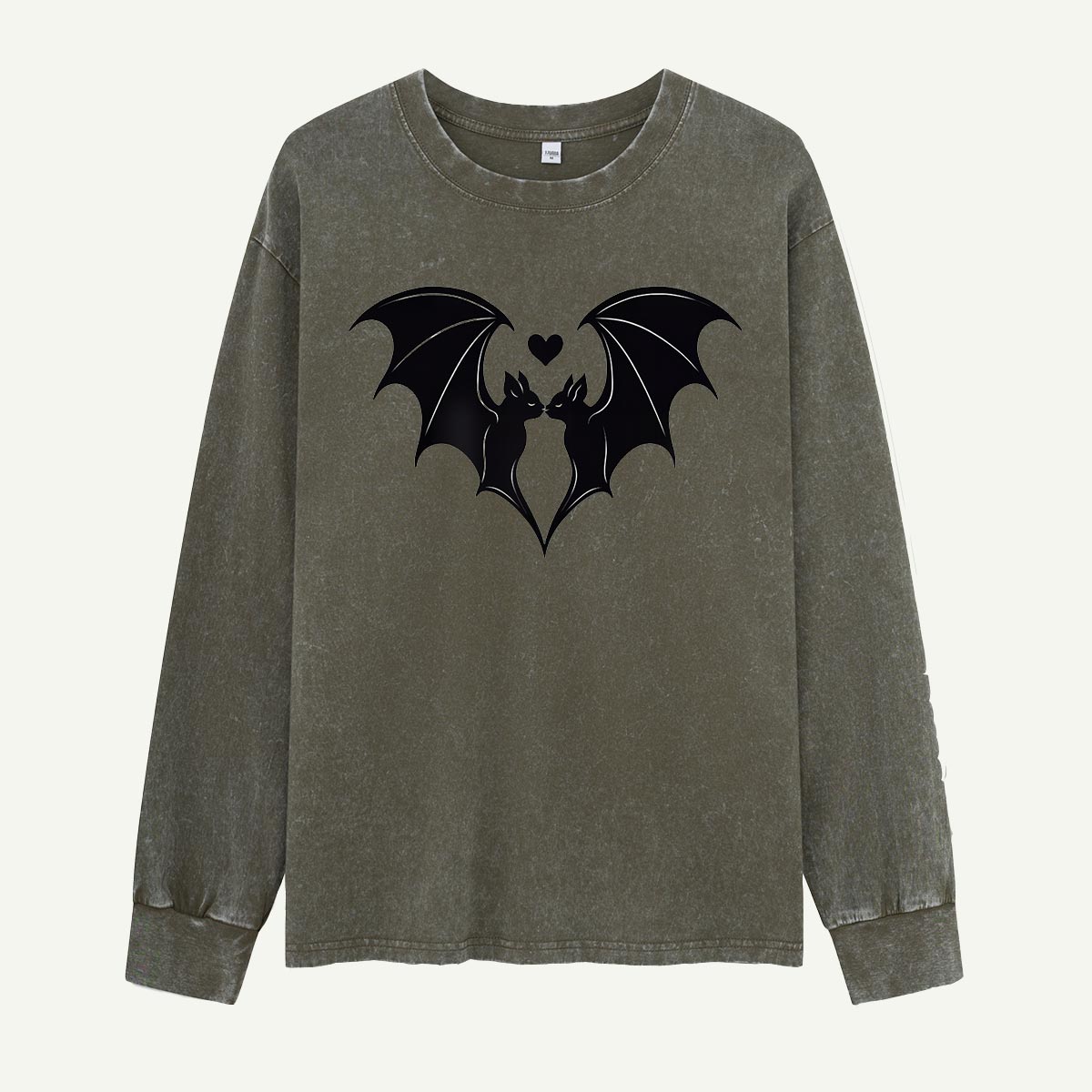 Two Bats Make One Heart Washed Long Sleeves