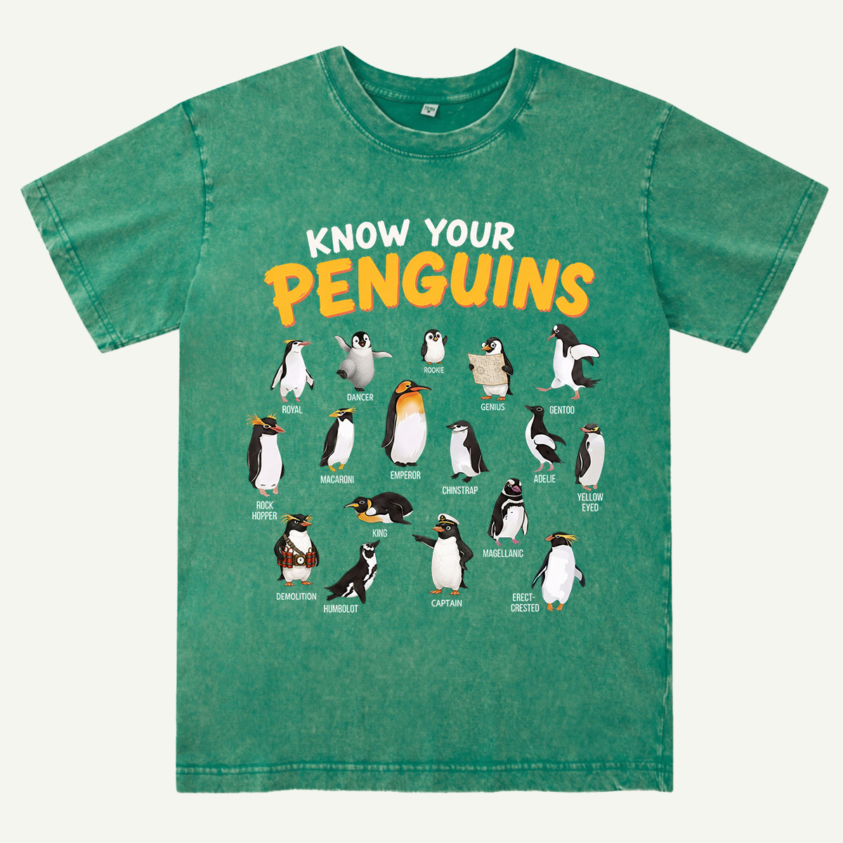 Know Your Penguins Penguin Species Washed T-Shirt