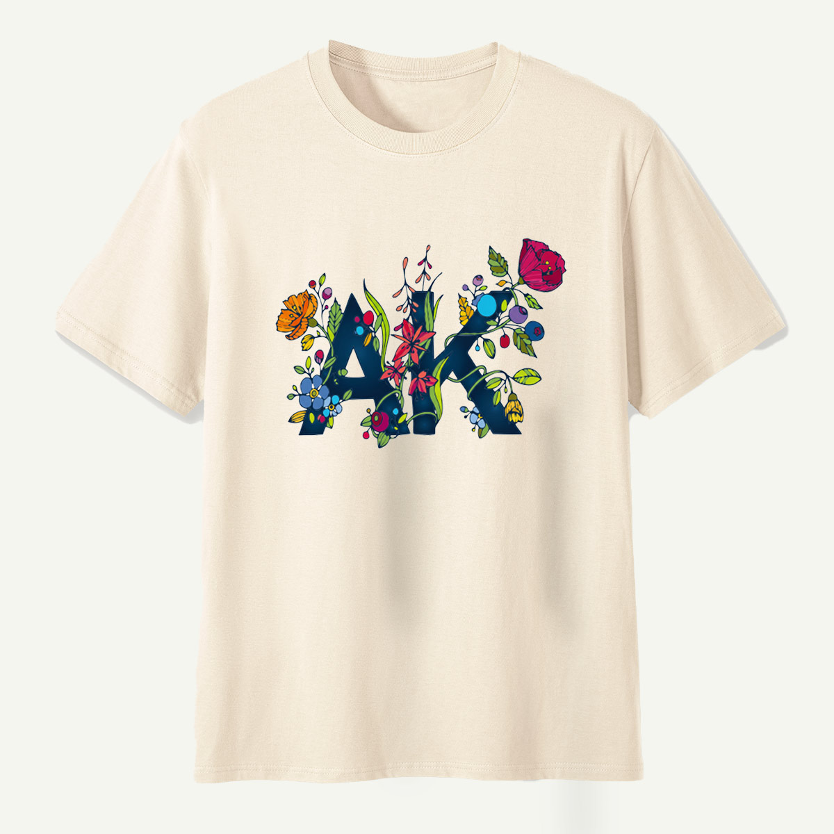 Floral Letter M Wildflower Botanical Collage T-Shirt