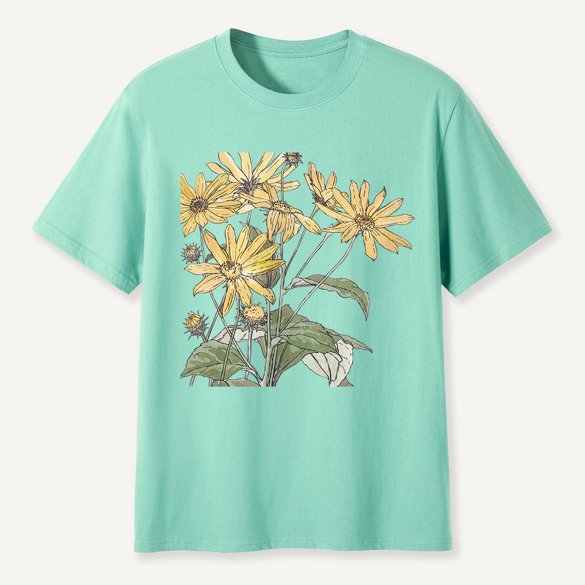 Yellow Wildflowers Botanical Illustration T-Shirt