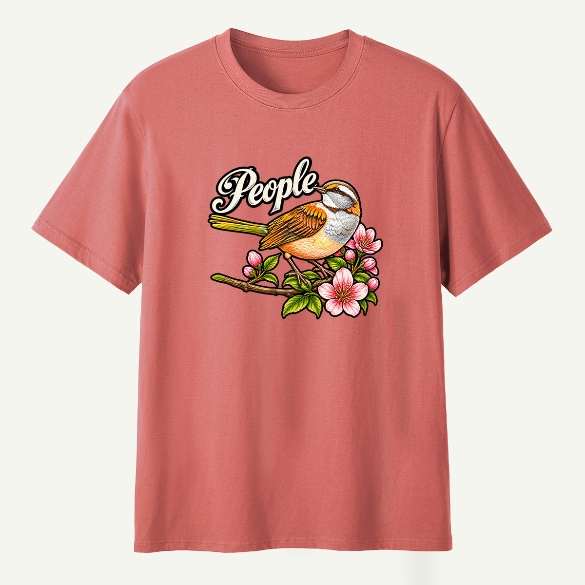 People Floral Bird Nature Humor T-Shirt