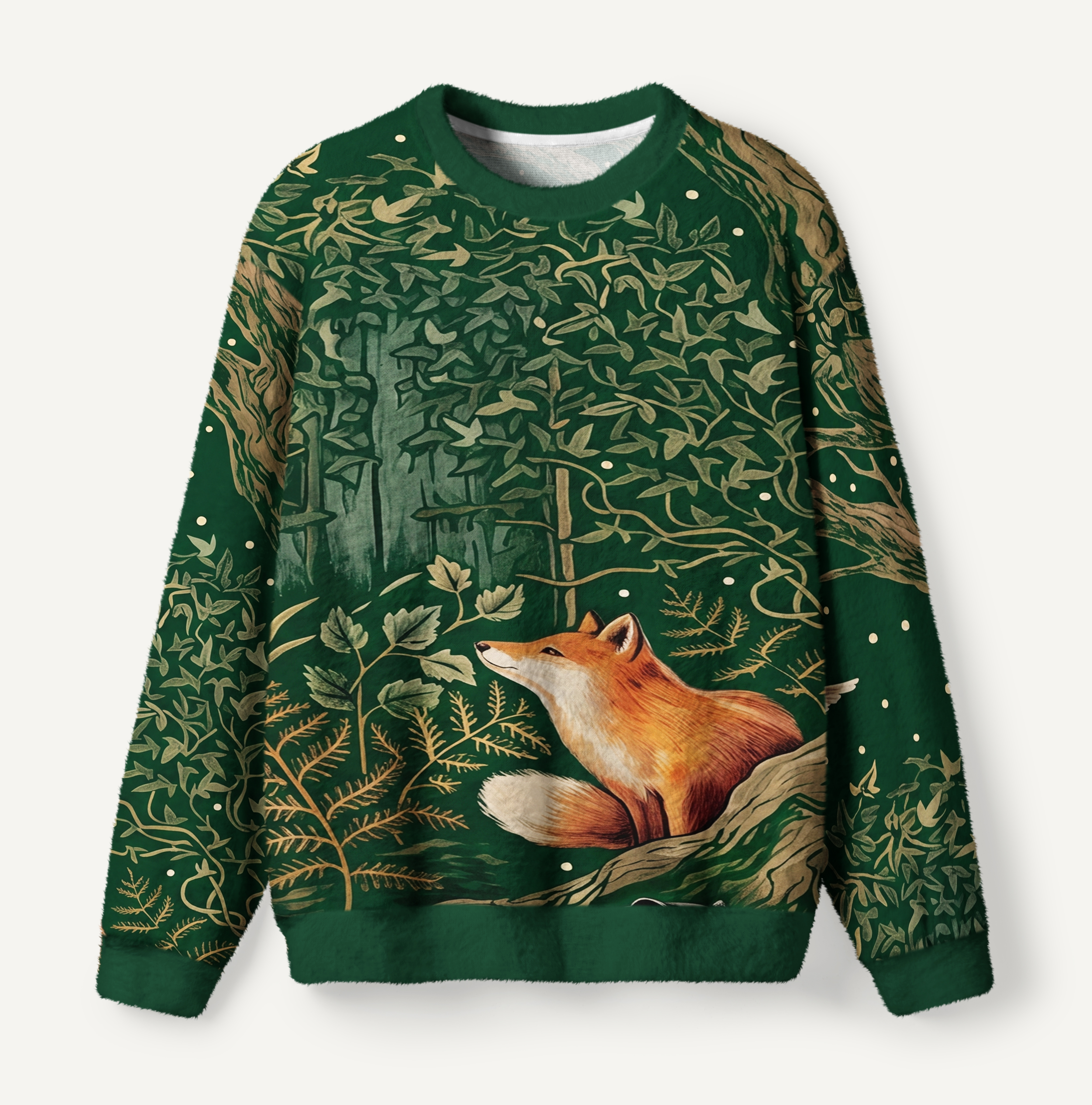 Woodland Tapestry Animal Ugly Fuzzy Fleece Sweatshirt