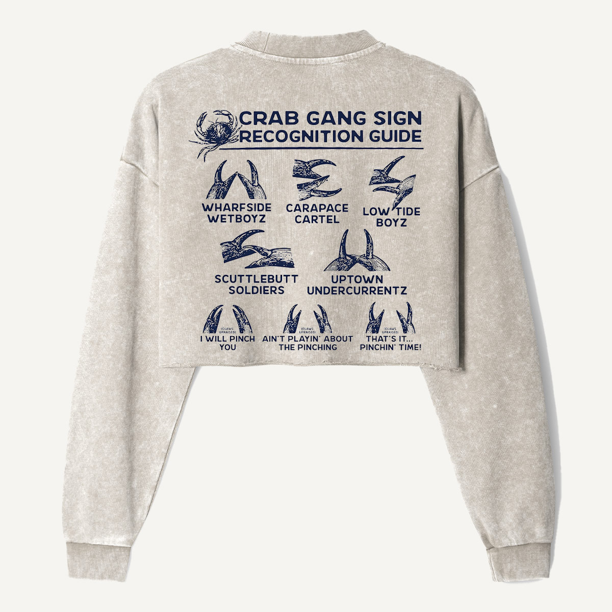 Scuba Diving Hand Signal Communication Guide Women's Washed Cropped Sweatshirt