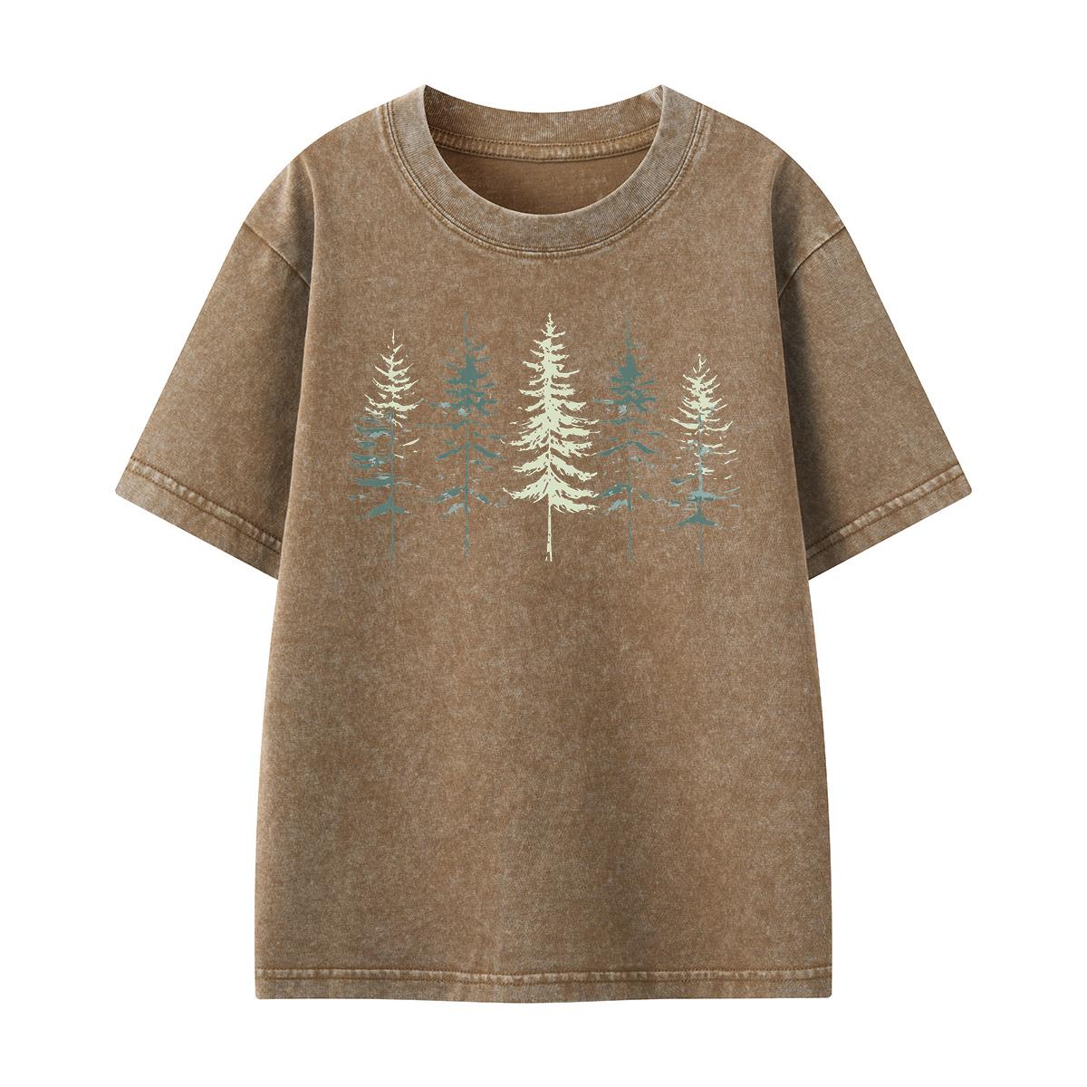 Minimal Pine Forest Silhouette Kids Washed T-Shirt