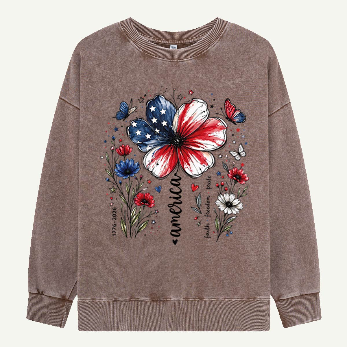 USA 250th Anniversary Floral Washed Sweatshirts